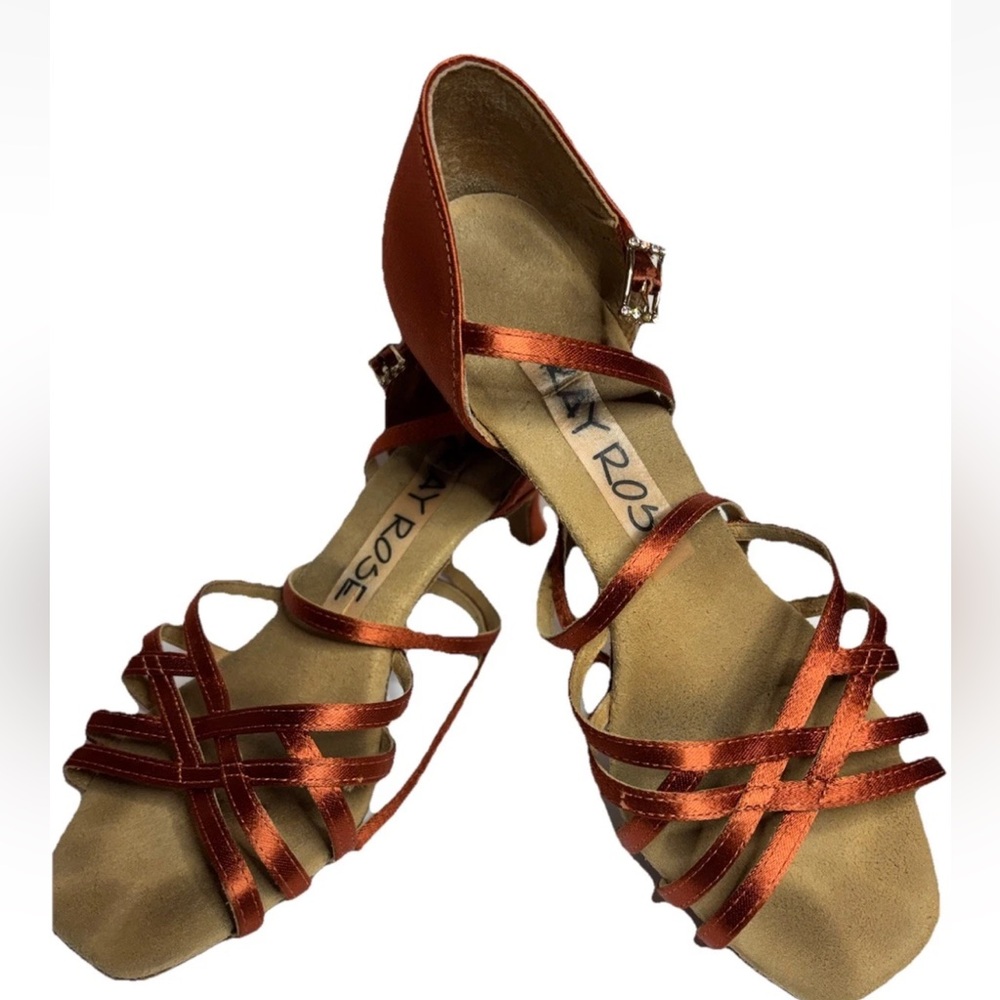 Ray Rose Kalahari Latin Dance Shoes Dark Tan Satin 6cm HeelUK 4.5US 6–6.5